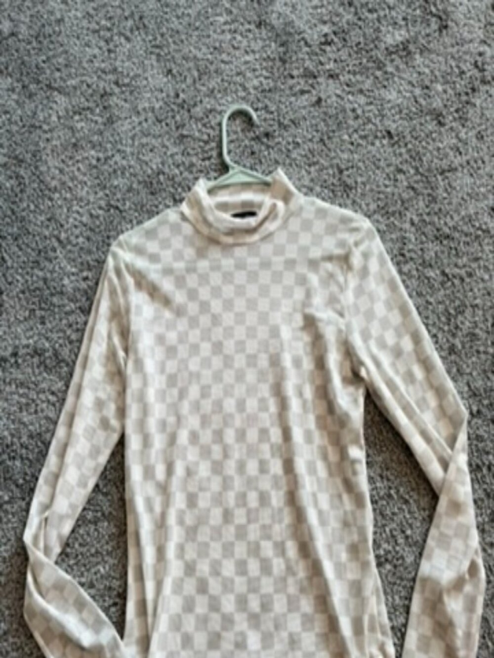 White Checker Pattern Mesh Top